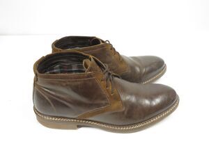 Alfani KNIGHT Dark Brown Leather Chukka Boots Laces Flannel Lined Men Size 10